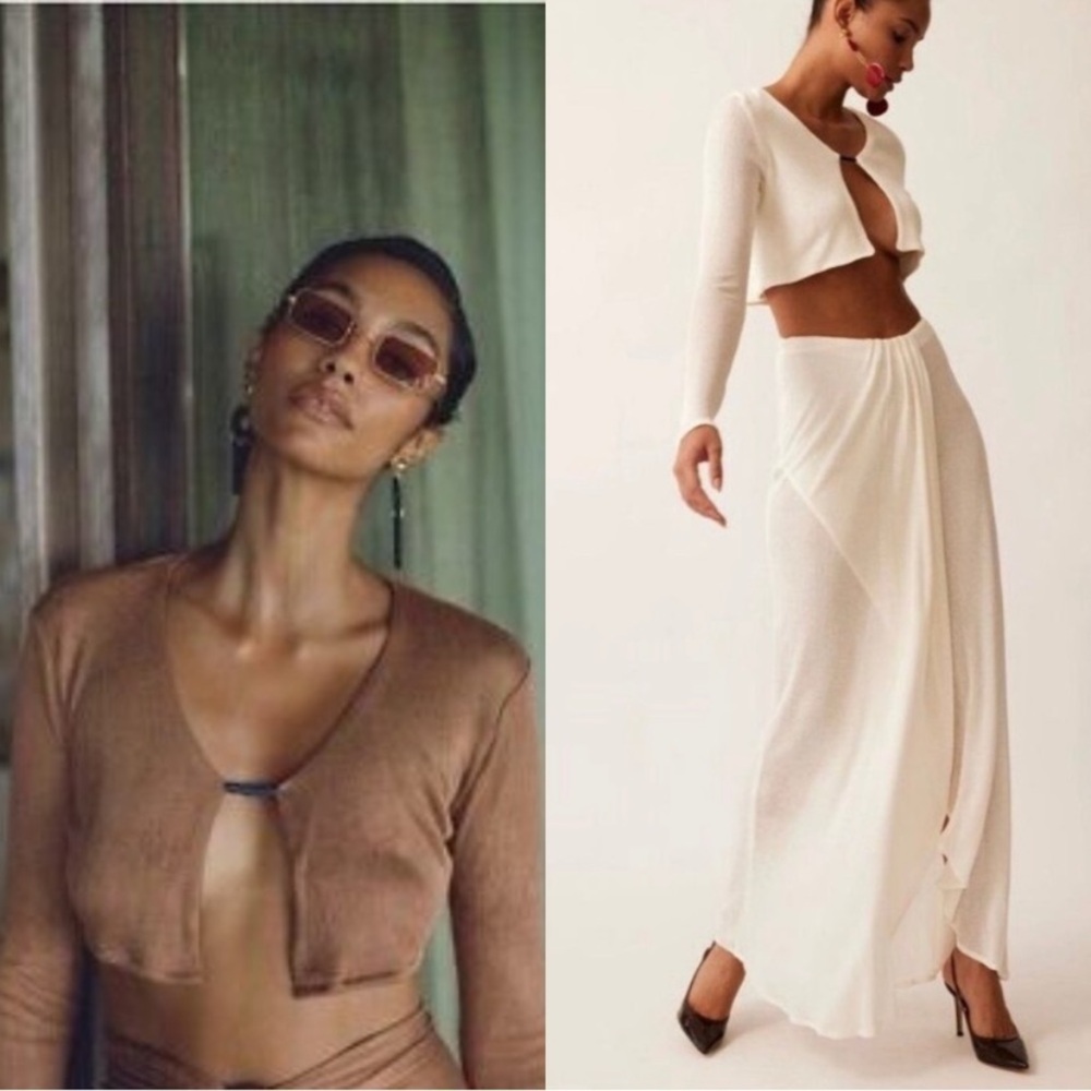 SAVANNAH MORROW BOHO MAXI SKIRT IVORY KNIT BIRDIE